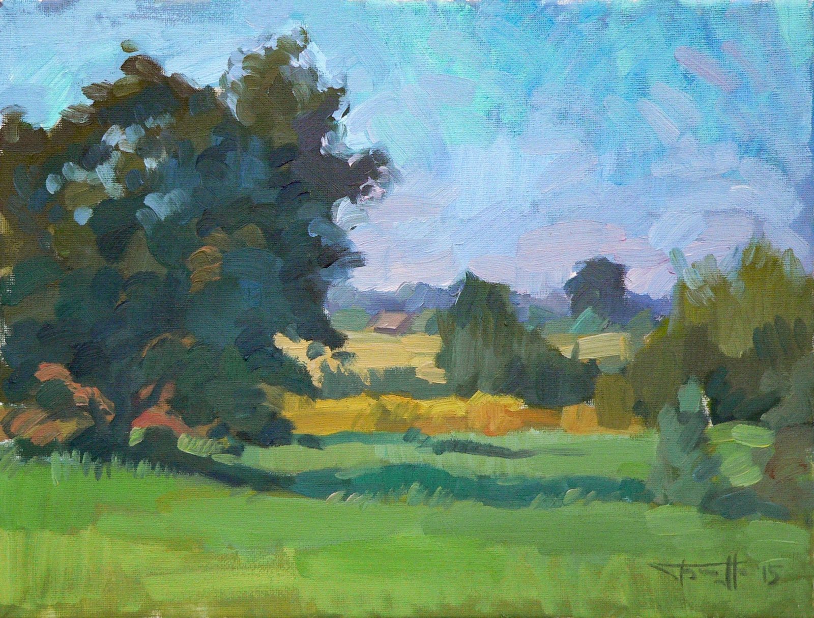 Etude, trees near the field, Varaklyany