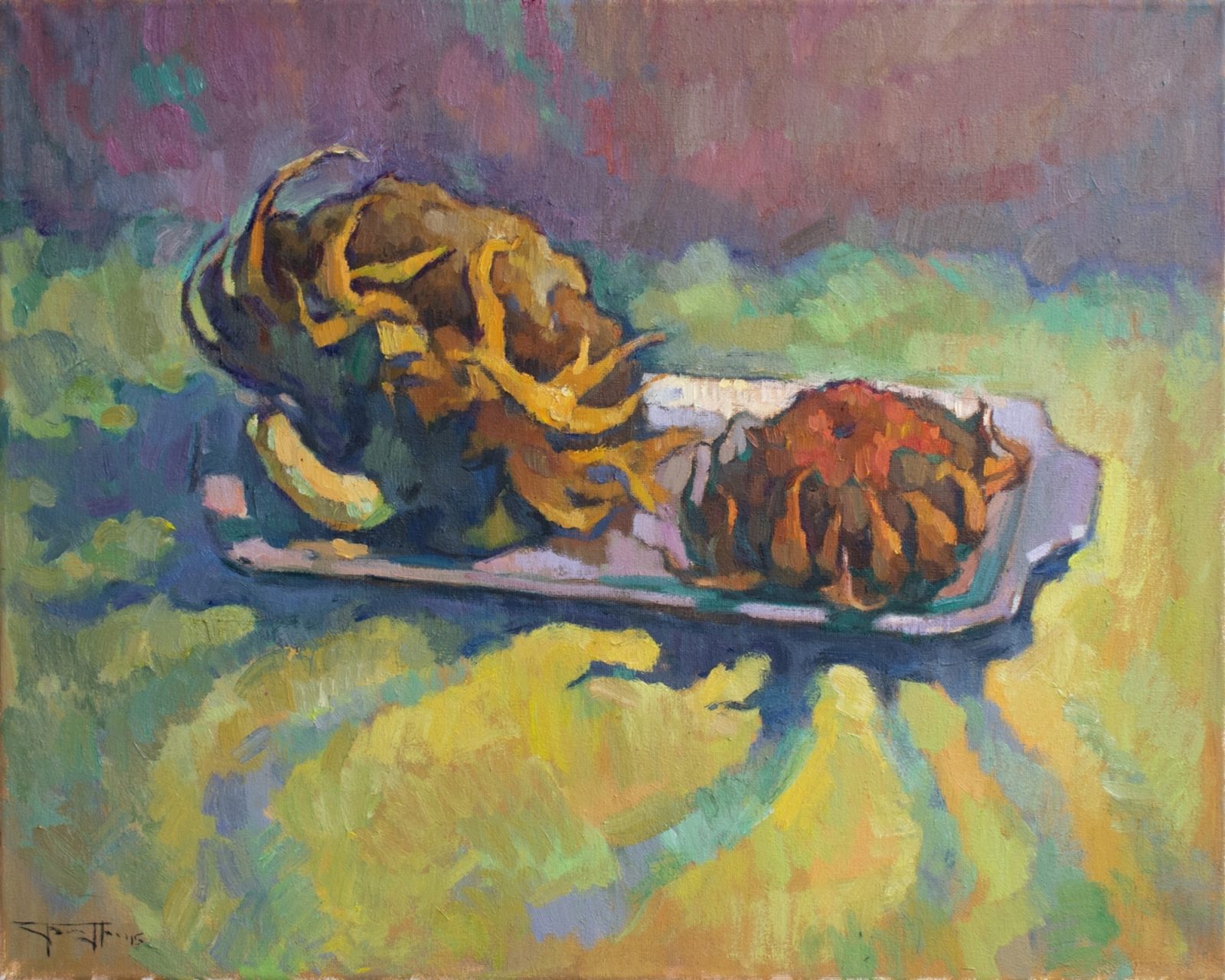 Still Life with Two Heads of Sunflowers