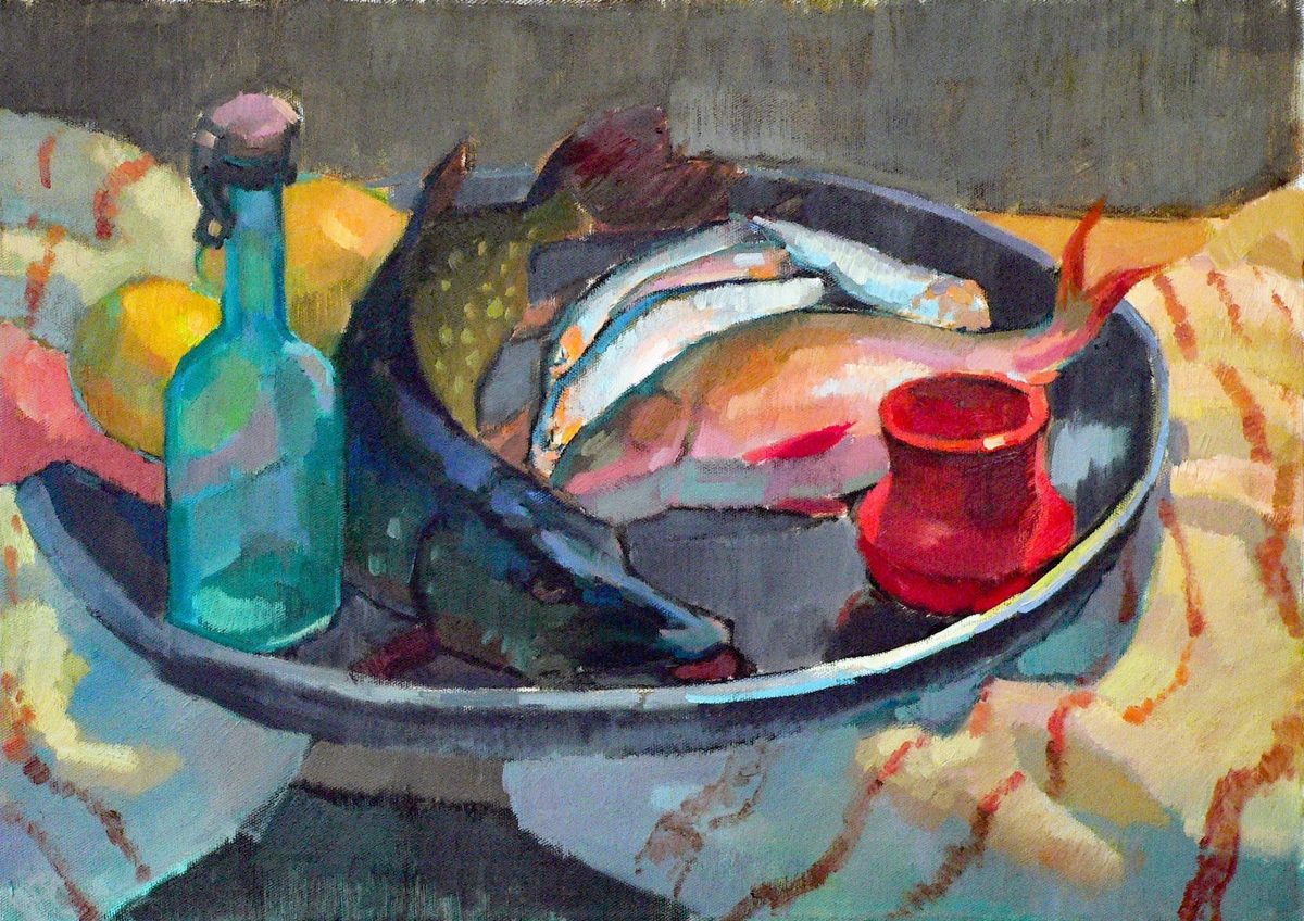 Still life with pike and fish