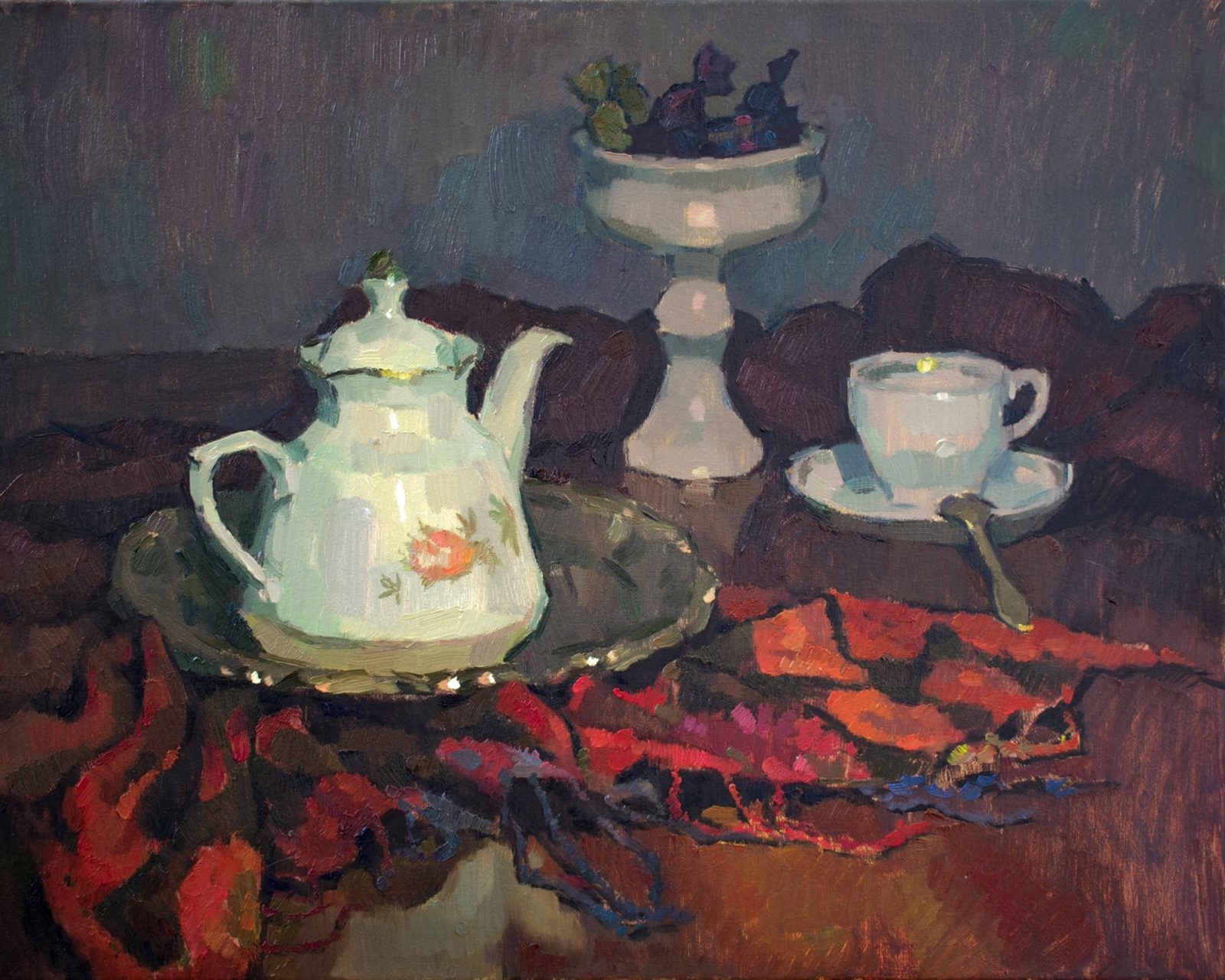 Tea Still Life on a Red Chalet