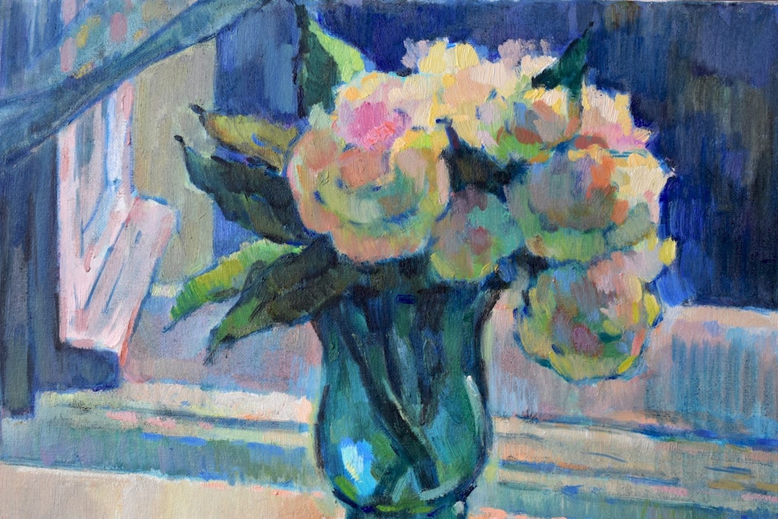 Still life with a romantic bouquet of peonies on the windowsill - Image 3