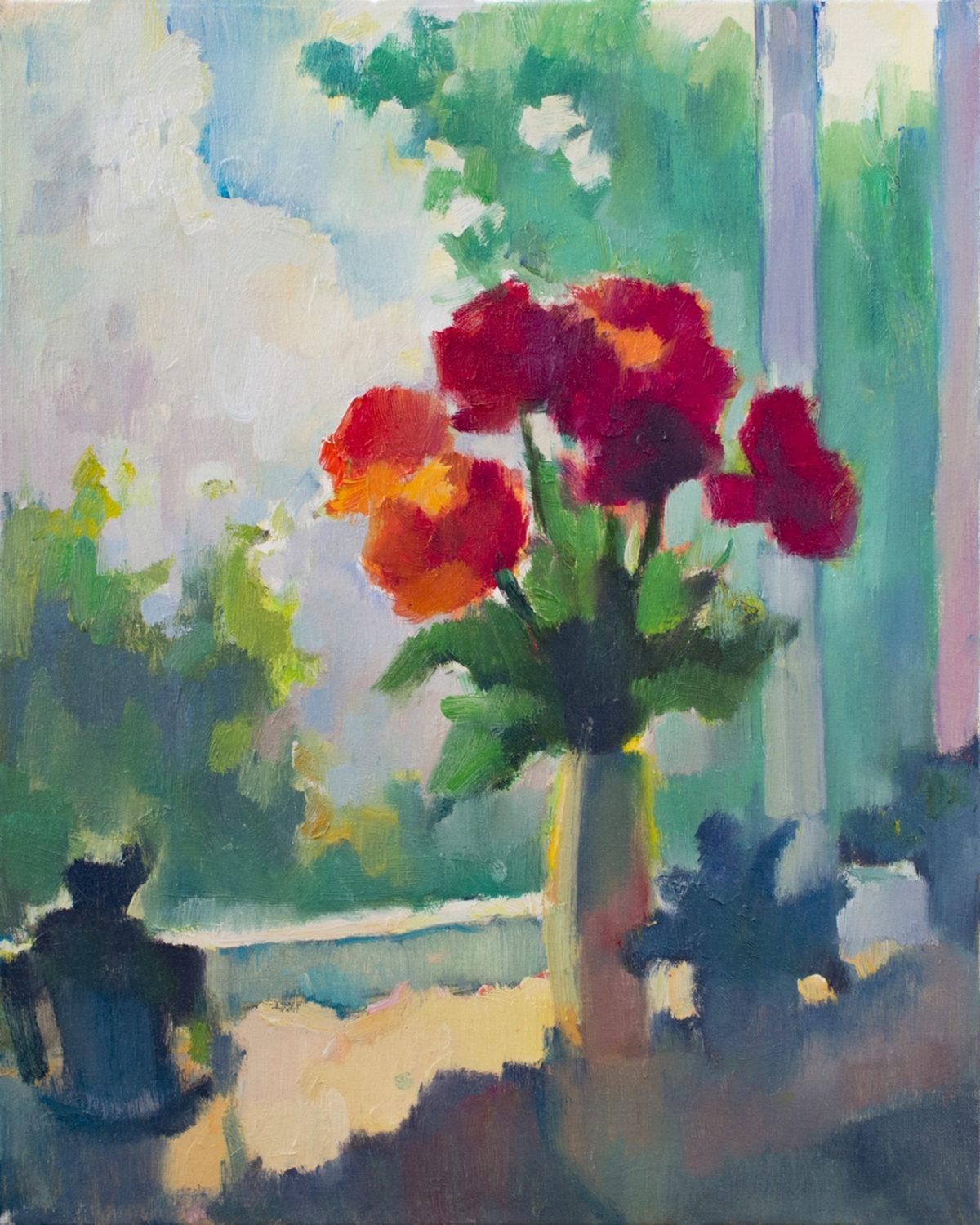 Sunny still life with poppies